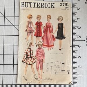 Butterick 3761 Vintage Barbie Doll Sewing Pattern | Uncut | 1960s